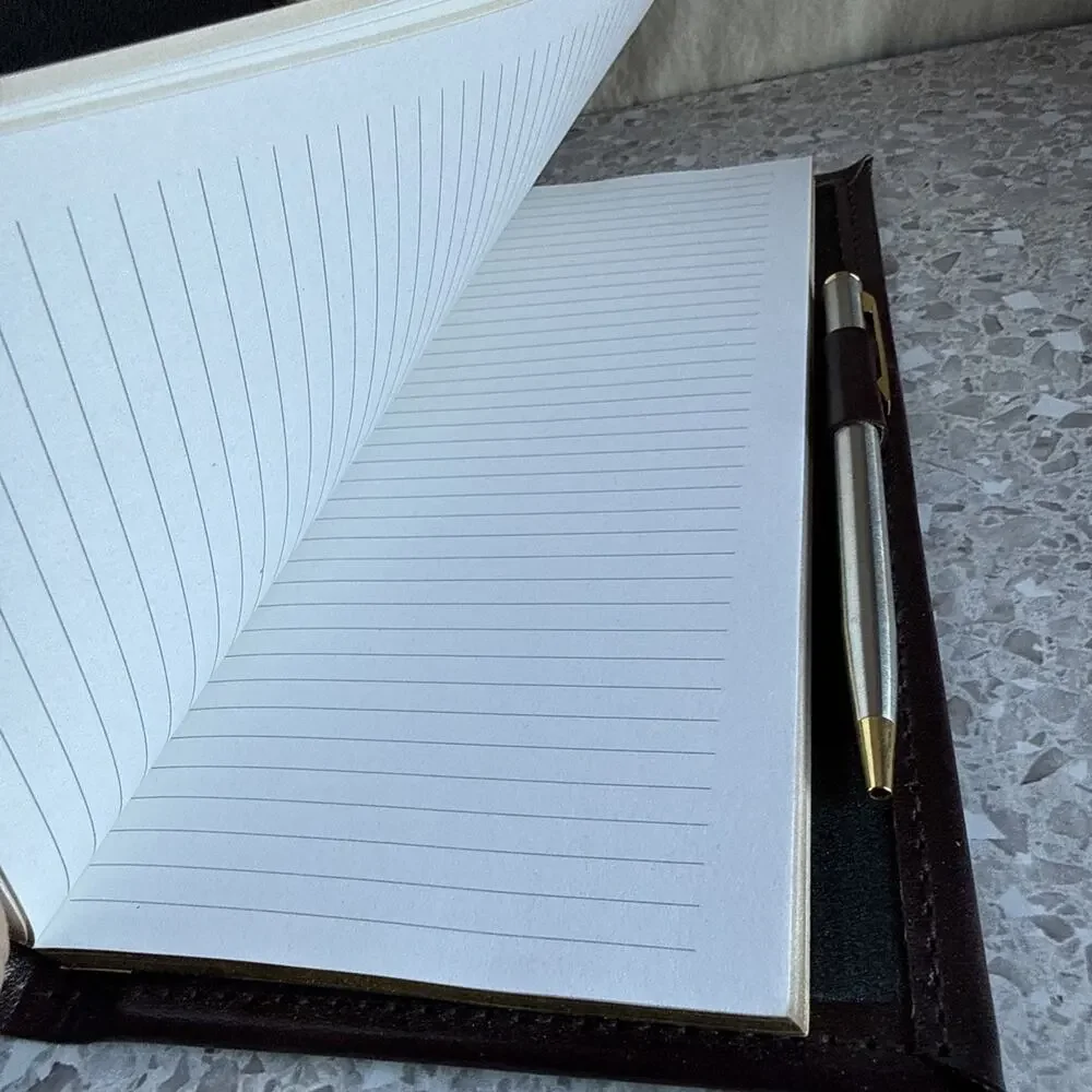 Vintage Notepad Portfolio 9.75” X 5” With Meta on On Top Cover 1989’s